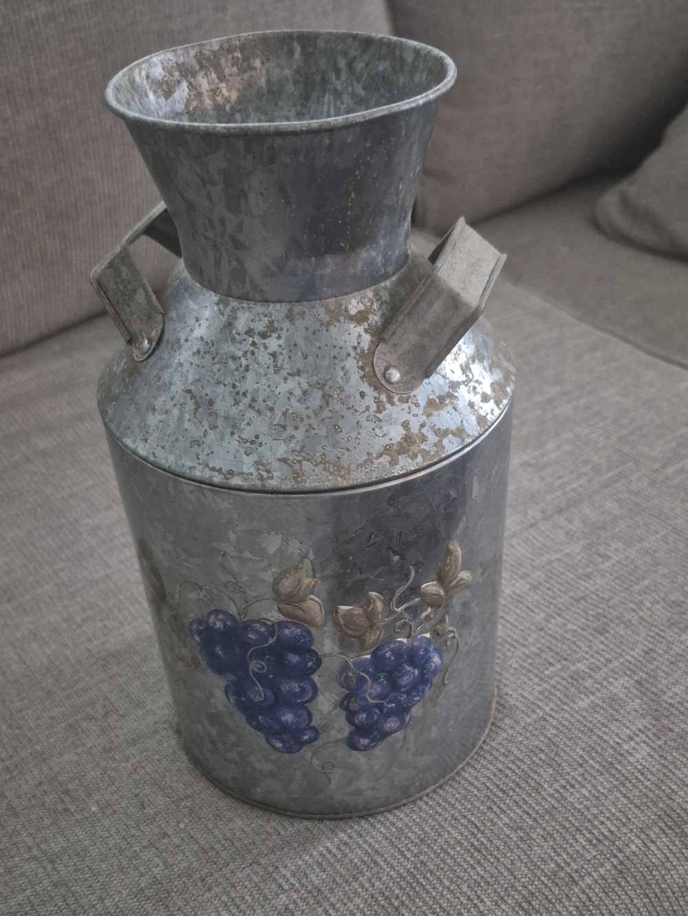 The Tin Box Company Galvanized Metal Grape Milk Can Vase